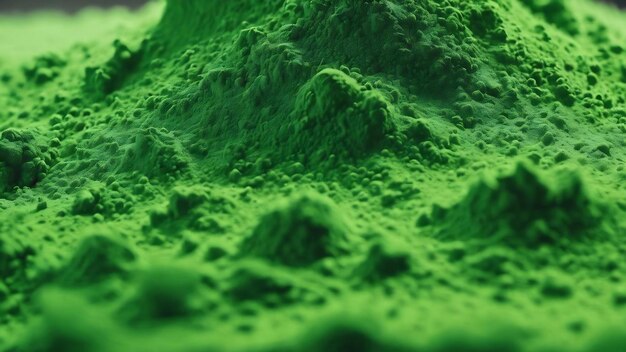 Background of green powder surface close up