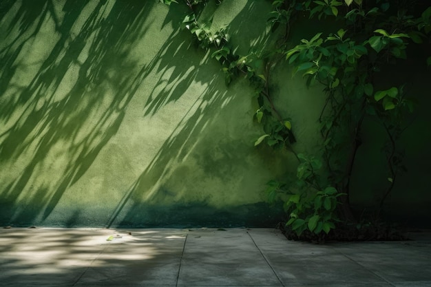 木の影のある緑の壁の背景