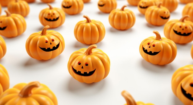 background for halloween many pumpkins on a white background