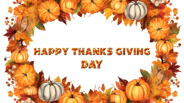 A background for happy thanksgiving day with lettering and illustrations