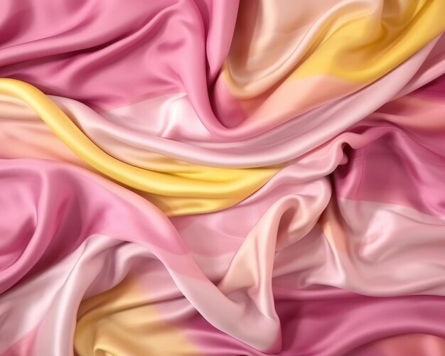 The background has a crumpled silk texture in pink and yellow illustration generative ai