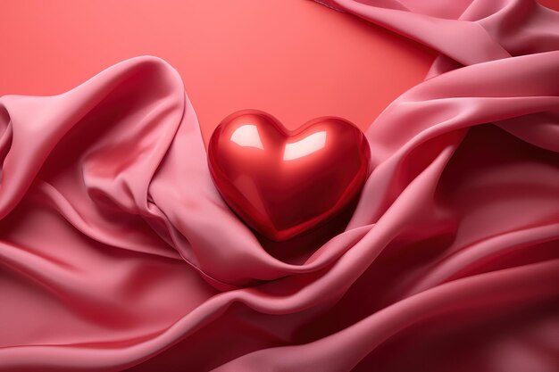 Background heart with silk concept of love AI generated