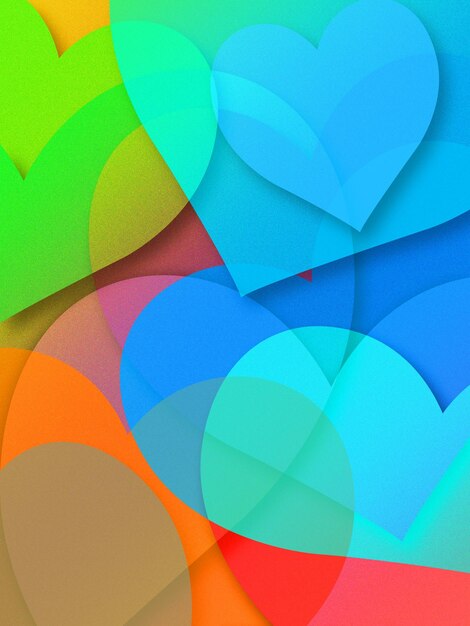 background of hearts of different colors