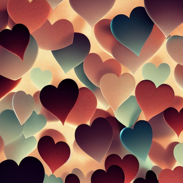 A background of hearts with the word love on it