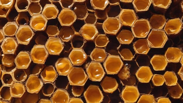 Background hexagon texture wax honeycomb from a bee hive