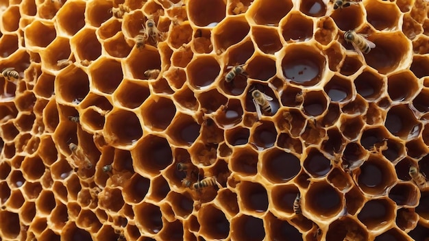 Background hexagon texture wax honeycomb from a bee hive