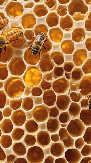 Background hexagon texture wax honeycomb from a bee hive