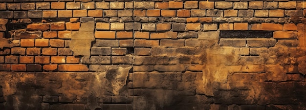 Photo background of highcontrast chiaroscuro lighting of a brick wall in a lightbox generative ai