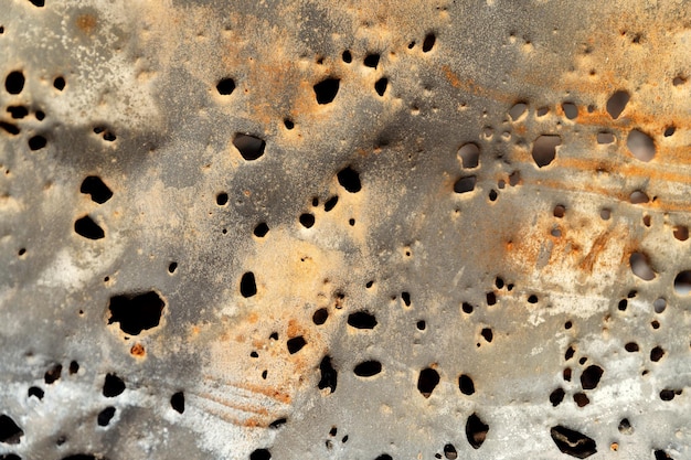 Background of holey rusty metal