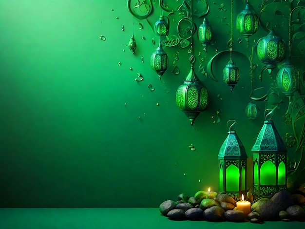 The background for the holy month of Ramadan elements green color