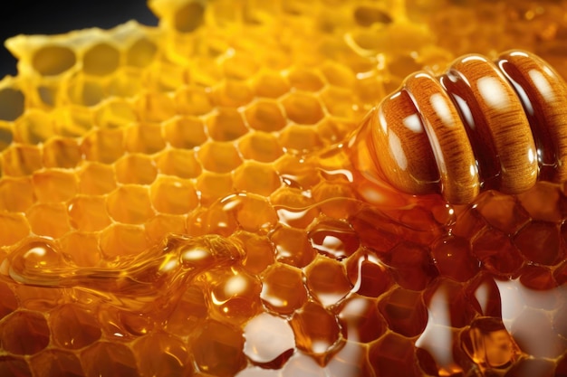 background honeycomb with honey