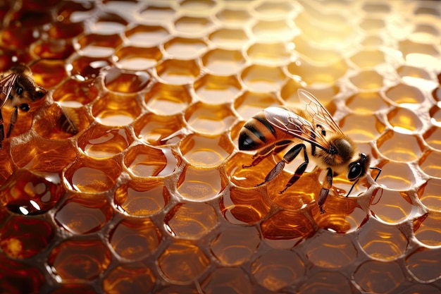 background honeycomb with honey