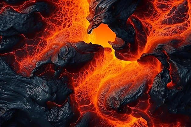 Background of hot lava top view generative ai