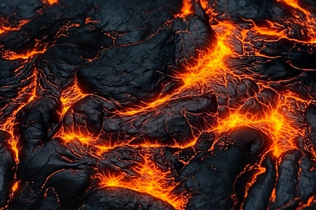 Background of hot lava top view generative ai