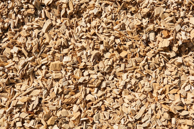 फोटो background - huge pile of fresh woodchips