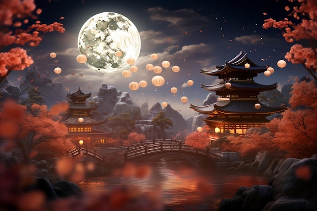 Photo background illustration for chinas mid autumn festival