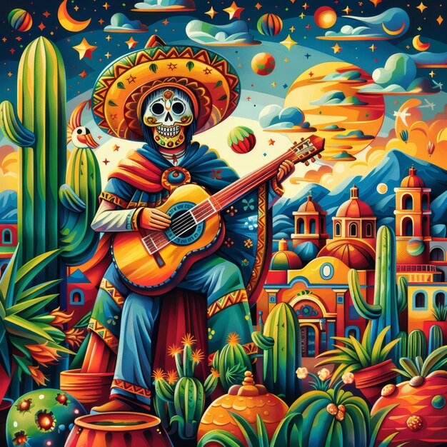 background illustration to commemorate a mexican cinco de mayo