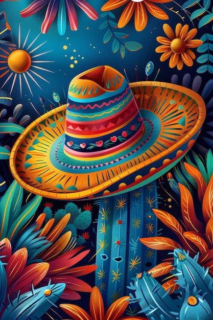 background illustration to commemorate a mexican cinco de mayo