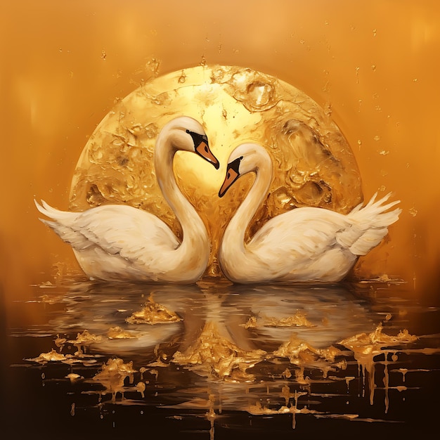 Background illustration design interior swans golden