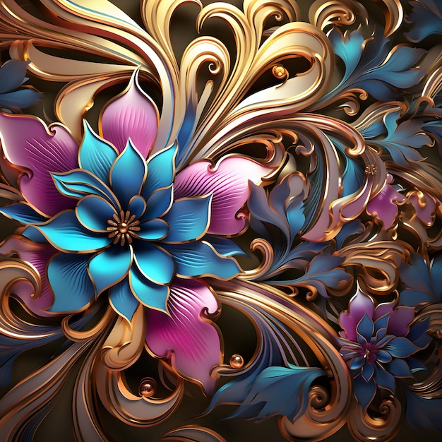 Background illustration flower colorful gold