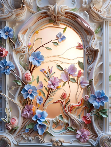 Background illustration flower frame colorful
