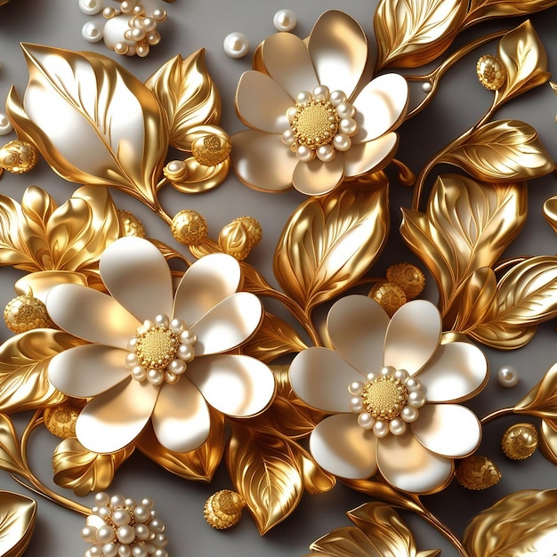 Background illustration flower pattern luxury golden jewelry