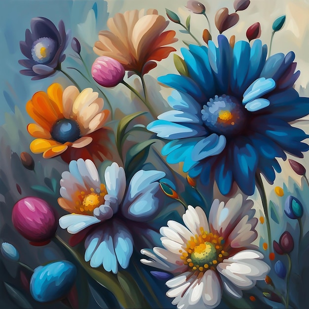 Фоновая иллюстрация цветочный узор бесшовный синий