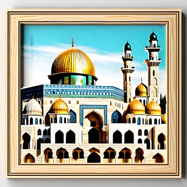 Photo background illustration frame al aqsa mosque in palestine