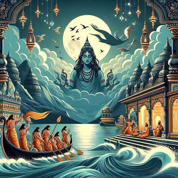 Background Illustration for Ganga Dussehra a Hindu festival