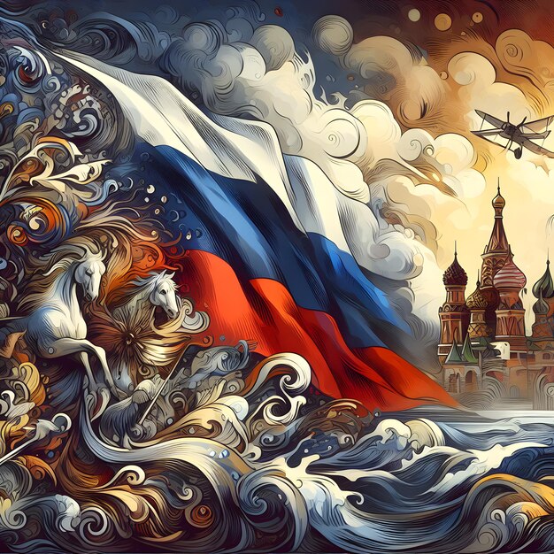 Foto illustrazione di sfondo vettoriale della bandiera della russia