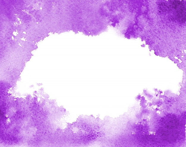 Background image of abstract watercolor stains that form random shapes of violet color