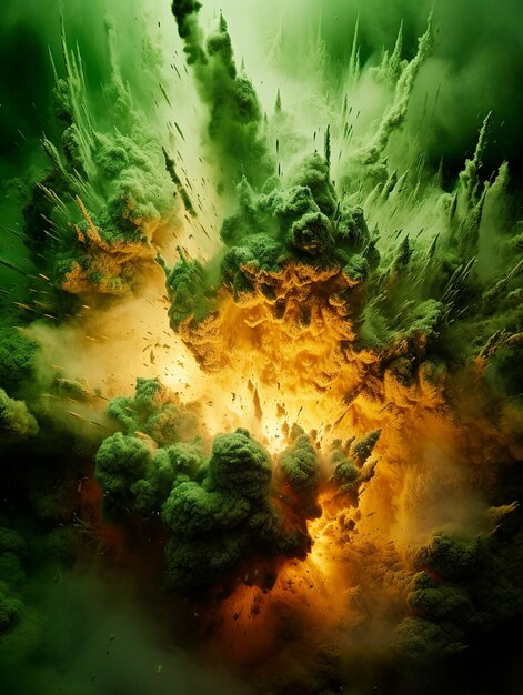 大きな緑色の煙の背景画像