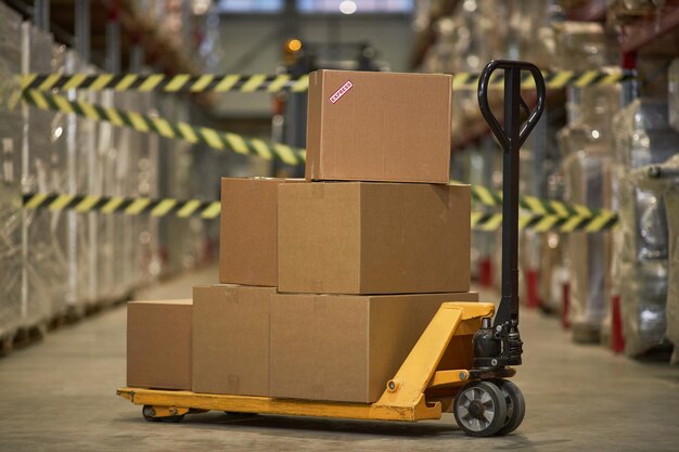 Background image of boxes stacked in commercial warehouse