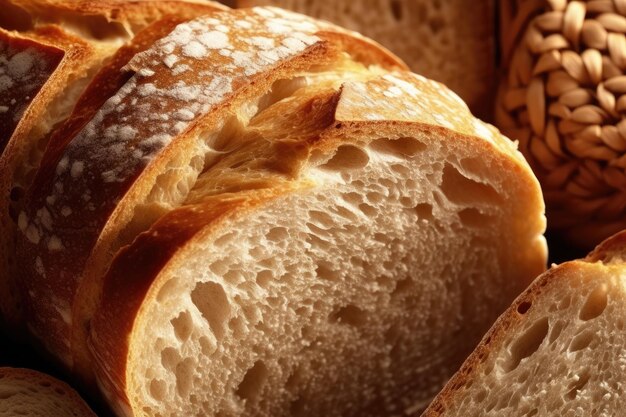 A background image of bread in close up at the top