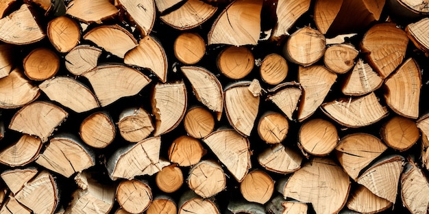 Background image of chopped firewood stacked evenly