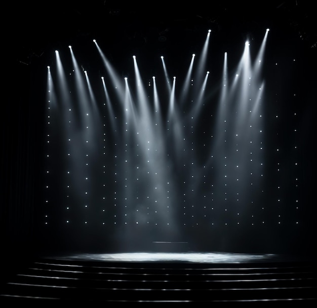 background image of dark stage with lights for composition