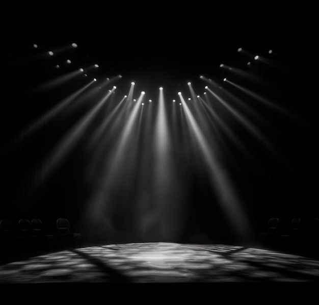 background image of dark stage with lights for composition