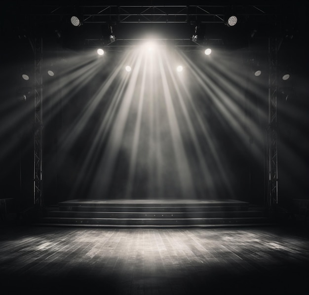 background image of dark stage with lights for composition