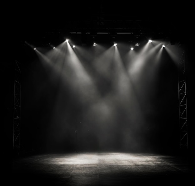 background image of dark stage with lights for composition