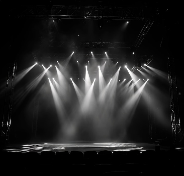 background image of dark stage with lights for composition