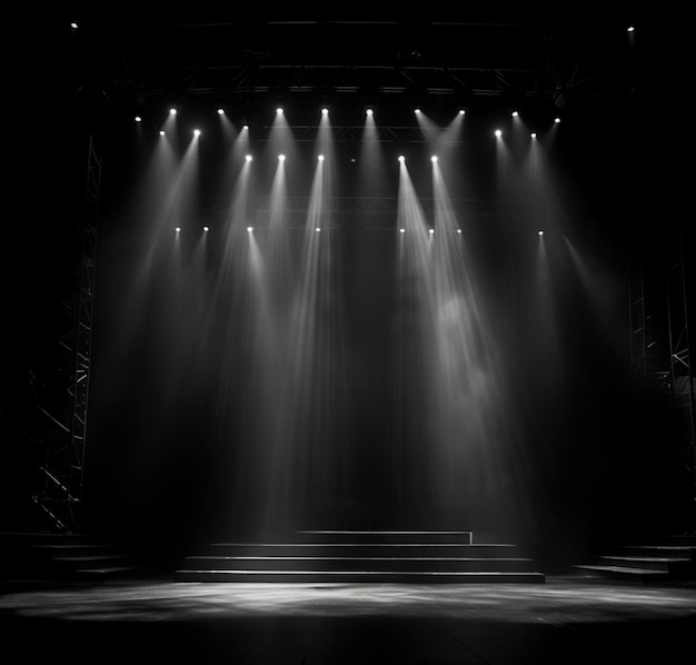 background image of dark stage with lights for composition