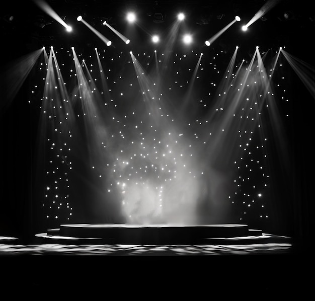 background image of dark stage with lights for composition