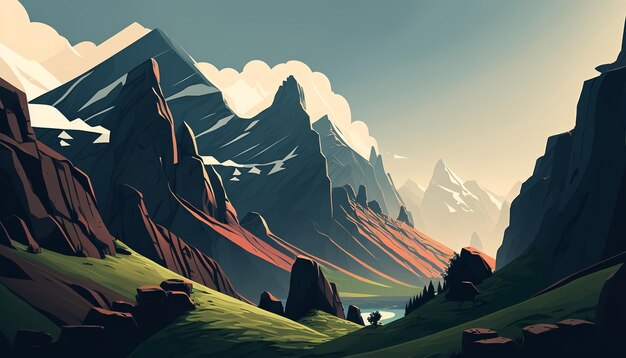 Background image of hills mountains and cliffsGenerative AI