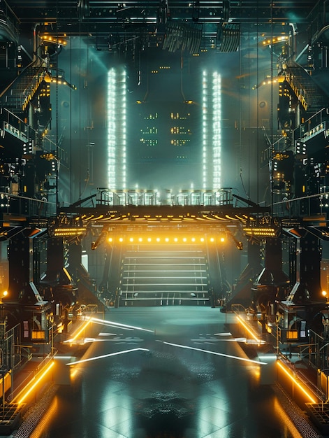 Background image of iron structure with lights