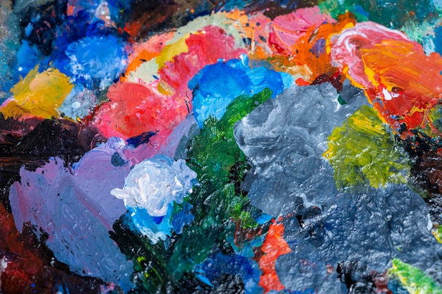 Background image of oil paint palette Closeup