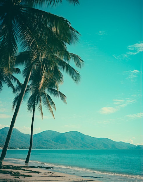 background image of palm trees on a beach