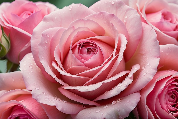 Photo background image of pink roses with copyspace