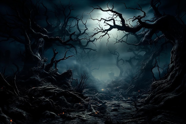 background image of a spooky forest