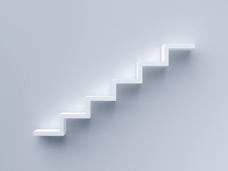 Photo background image steps to the highest destination. 3d scene.
