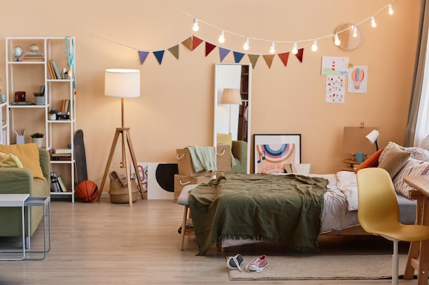 Background image of teens bedroom with colorful decorations